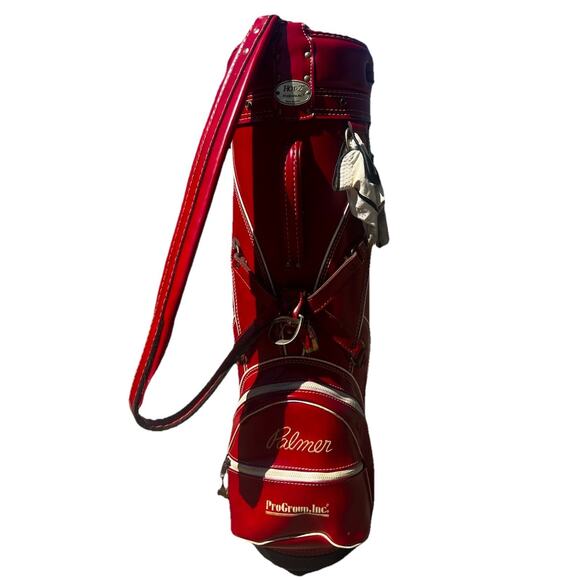 Vintage The Axiom Golf Bag Red Leather Palmer ProGroup Hot-Z USA Made Rare - Picture 3 of 9